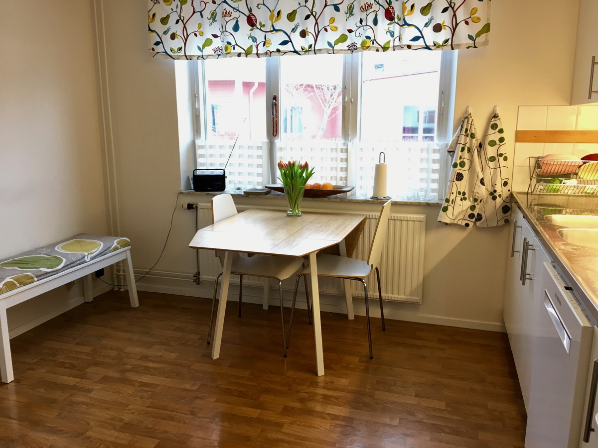 Stor 5:a med två uteplatser, en dryg km utanför ringmuren. Gångavstånd till Almedalen.